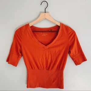 Anthropology Cropped V Neck Tee Orange